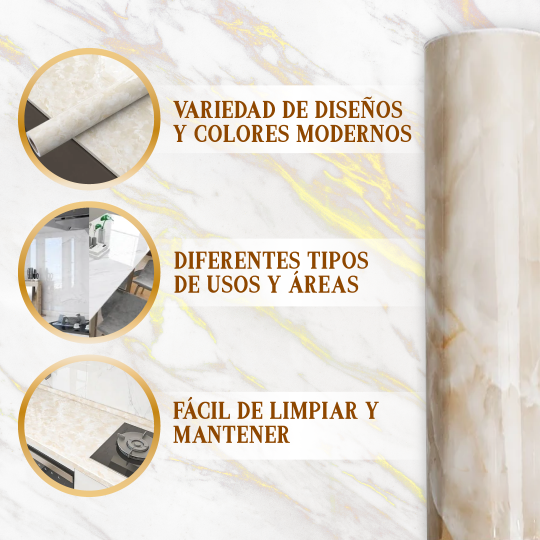 Papel De Mármol Impermeable De Cocina - Sticky™